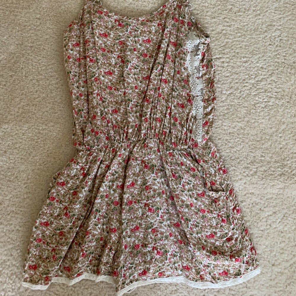 Rose Floral Romper with Lace